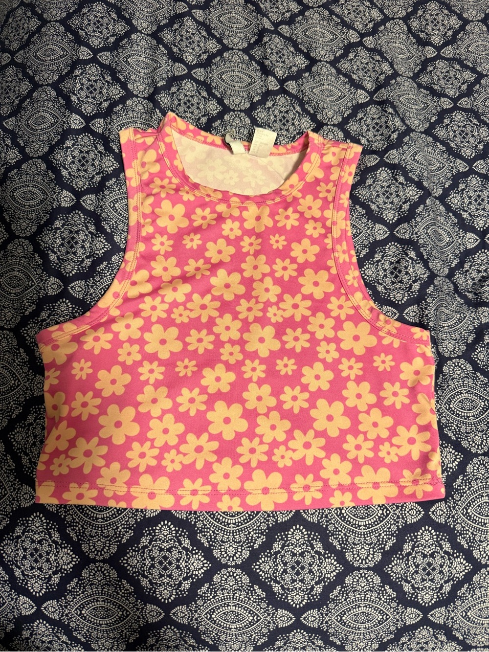 Pink Floral Crop Tank Top
